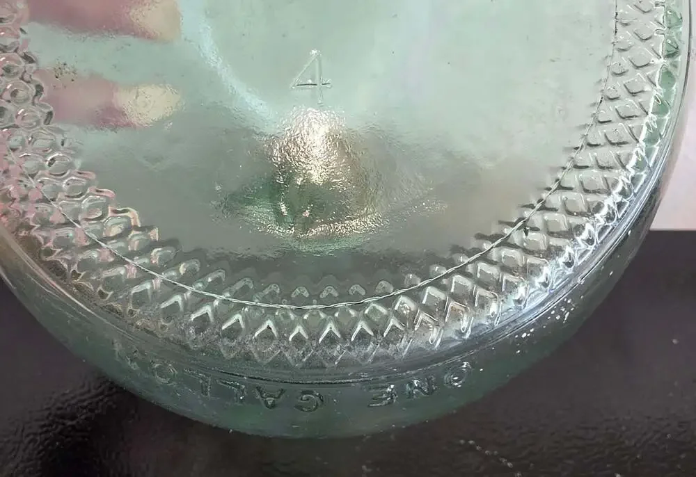 Vintage Green Glass Wine One Gallon Jug with Finger Loop